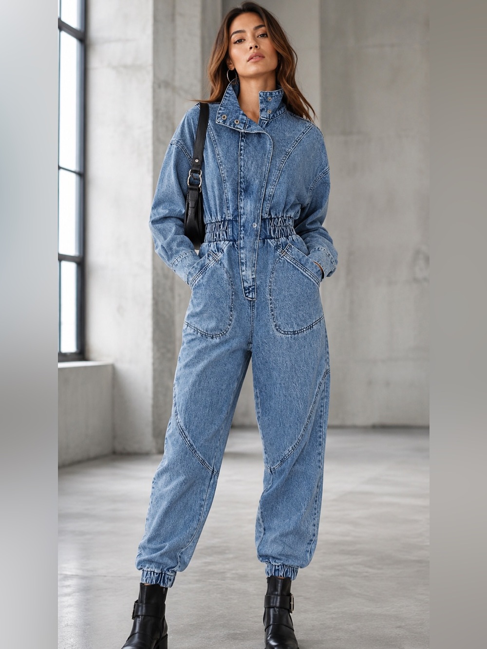 Forever 21 Denim Boiler Suit Jumpsuit XS Joggers Coveralls Acid Wash Utility Y2K